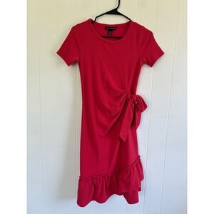 A Pea‎ in the Pod Womens Maternity Red Textured Knit Ruffle Side Tie Dress XS